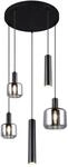 Trio Leuchten Pendelleuchte Mataro 364130532, Metall Schwarz matt, Glas chrom
