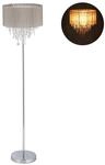 Relaxdays Stehlampe Kristall, Lampenschirm aus Organza, runder Standfu&szlig;, E27,