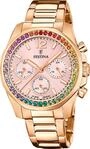 Festina Damenuhr Analog aus Edelstahl 316l Rosa | Quarzwerk Chronograph,