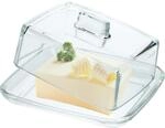KADAX Butterdose aus Glas, rechteckige Butterglocke, klare Butterschale mit Deckel