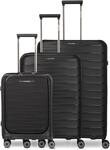 Travelite 4-Rad Hartschalen Koffer Set 3-teilig Gr&ouml;&szlig;en L/M/S Vortasche, recyceltes