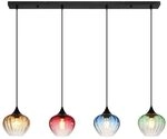 Esszimmerleuchte H&auml;ngeleuchte Wohnzimmerlampe 4-Flammig Glas bunt schwarz E27