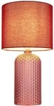 Nachttischlampe rot Glas Tischleuchte Wohnzimmerlampe Textil Tischlampe...