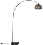 Qazqa - Moderne Bogenlampe schwarz mit Rauchglas - Arc I Wohnzimmer I...