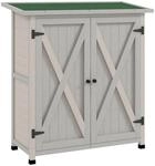 Outsunny Gartenschrank Holz 2 T&uuml;ren Ablagen 110 x 55 x 117 cm Hellgrau |...
