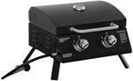 Outsunny Tischgrill Gasgrill BBQ mit 2 Brennern mobiler Grillwagen Grillnetz...