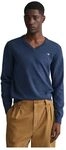 Gant Herren Classic Cotton V-Neck Pullover, Dark Jeansblue Melange, L EU