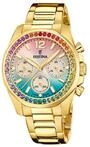 Festina Damenuhr Analog aus Edelstahl 316l Goldfarben | Quarzwerk Chronograph,