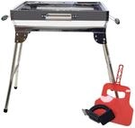Mangal Iskander Edelstahl rostfrei Schaschlik Grill mit Grillrost F&auml;cher...