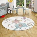 Maui Kinder Teppich Kids Lustige Tiere Creme Bunt Rund in 2 Gr&ouml;&szlig;en