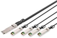 DIGITUS Universal 40 Gbit/s QSFP+ zu 4x SFP+ 10 Gbit/s DAC-Breakout Kabel - 5m...
