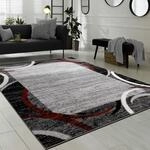 Paco Home Wohnzimmer Teppich Bord&uuml;re Kurzflor Meliert Modern Hochwertig Grau Schwarz