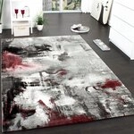 Paco Home Teppich Modern Designer Teppich Leinwand Optik Meliert, Farbe:Rot,