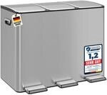WELLGRO Treteimer, M&uuml;lleimer, Edelstahl Tretm&uuml;lleimer mit 3 x 15 Liter, klappbaren