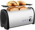 Steinborg Toaster 4 Scheiben mit Br&ouml;tchenaufsatz XXL Langschlitztoaster...