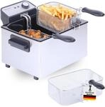 Sommertal XXL Doppel-Fritteuse mit &Ouml;l oder Fett &ndash; 3 K&ouml;rbe, 5 Liter, 3000 Watt,