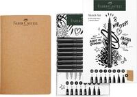 Faber-Castell 267102 - Sketch Set 9-teilig, mit Skizzenbuch und Tuschestifte Pitt