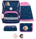 Belmil Compact mit Patches Schulranzen Set 5-teilig mit Brustgurt (405-41/AG/B/S)