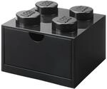 LEGO Desk Drawer 4 Knobs Schwarz - Stapelbare Aufbewahrungsbox, 158x158x113 mm, 2,9L