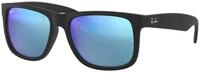 Ray-Ban Unisex Justin Sonnenbrille, Klassisch , Schwarz (Black Rubber/Green Mirror