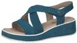 CAPRICE Damen Sandalen mit Keilabsatz aus Leder Wedges, Blau (Blue Nubuc), 39 EU