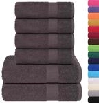 vidaXL 6-TLG. Handtuch-Set FROGN Anthrazit 360 g/m&sup2; 100% Baumwolle, Badetuch,