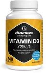 Vitamin D3 2000 IE hochdosiert, Vorrat f&uuml;r &uuml;ber 1 Jahr, 50 mcg reines