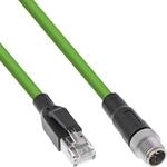 InLine Industrie Netzwerkkabel, M12 8-pin X-kodiert Stecker zu RJ45 Stecker, Cat.6A