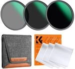 K&F CONCEPT 62mm ND Filterset ND8 + ND64 + ND1000 Filter + Tasche + 3 T&uuml;cher mit