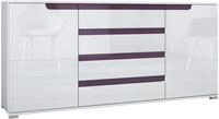 Vladon Sideboard Sylt V2, Kommode mit 2 T&uuml;ren und 4 Schubladen, Korpus - Wei&szlig;