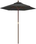 vidaXL Sonnenschirm, Gartenschirm mit Holzmast UV-Schutz, Strandschirm mit Bel&uuml;ftung