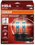 Osram NIGHT BREAKER LASER HB4, +150% mehr Helligkeit, Halogen-Scheinwerferlampe,