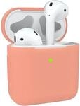 EAZY CASE - Schutzh&uuml;lle f&uuml;r AirPods 1 & 2 H&uuml;lle Rosa Silikon Case Sto&szlig;fest mit