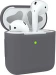 EAZY CASE - Schutzh&uuml;lle f&uuml;r AirPods 1 & 2 H&uuml;lle Grau Silikon Case Sto&szlig;fest mit