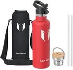 Sparrow Edelstahl Trinkflasche 1L - Thermosflasche mit Strohhalm