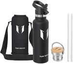 Sparrow Trinkflasche Edelstahl - Thermosflasche mit Strohhalm - 620ml