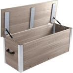 dobar&reg; Auflagenbox WPC gro&szlig; zum Sitzen f&uuml;r drau&szlig;en - Belastbare Truhebox 140 L