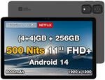 AGM Tablet 11 Zoll Android 14, 500 Nits Helles FHD+ Display (1920x1200), 8GB RAM