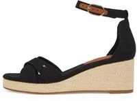 Tommy Hilfiger Damen Wedge Sandalen Flag Criss-Cros Mid mit Kn&ouml;chelriemen, Schwarz