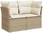 vidaXL Gartensofa mit Kissen 2-Sitzer, Sofa mit Staufach unter Sitzfl&auml;che,