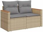 vidaXL Gartensofa mit Kissen 2-Sitzer, Sofa mit Staufach unter Sitzfl&auml;che,