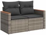 vidaXL Gartensofa mit Kissen 2-Sitzer, Sofa mit Staufach unter Sitzfl&auml;che,