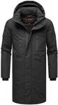 STONE HARBOUR Herren warmer Wintermantel lang mit abnehmbarer Kapuze und...