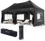 VOUNOT&reg; 3x6m Pavillon Wasserdicht mit 6 Seitenw&auml;nden, Faltpavillon Stabil,