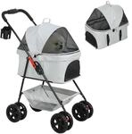 PawHut Hundewagen 3 in 1 Hundebuggy klappbar f&uuml;r Hunde & Katzen bis 4 kg...