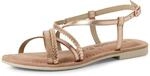 Tamaris Damen Sandalette Leder flach, metallic, 39 EU