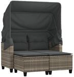 vidaXL Gartensofa 2-Sitzer mit Dach Hockern, Outdoor Sofa Gartenm&ouml;bel, Garten...