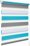 WOLTU Doppelrollo Klemmfix ohne Bohren 90x150 cm, Wei&szlig;+Grau+T&uuml;rkis | Duo...