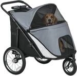 PawHut Hundewagen Hundebuggy mit Netzfenstern f&uuml;r Hunde bis 30 kg Grau