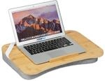 Relaxdays Laptopkissen, Bambus, Memory Foam Kissen, BxT: 51 x 36 cm, Tragegriff,
